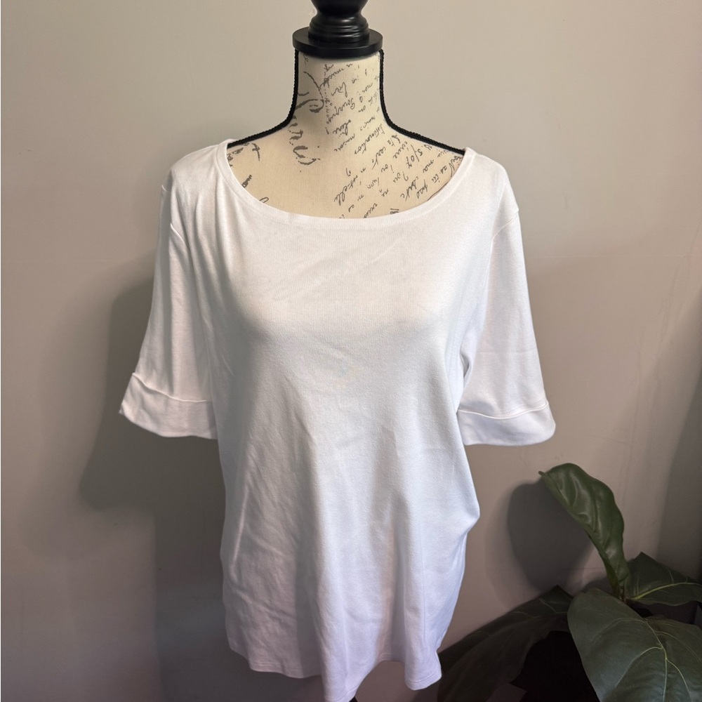 Pendleton White Scoop Neck Short Sleeve Top